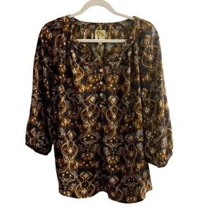 Anthropologie x Fig and Flower Boho Peasant Blouse Size 1x‎